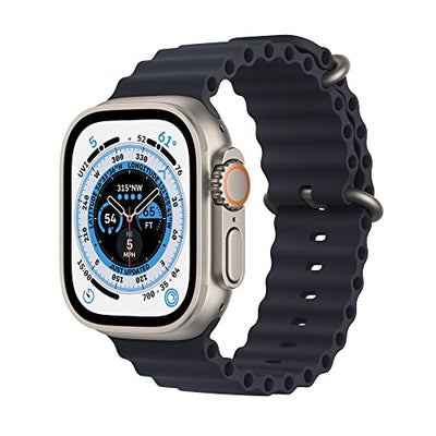 Apple Watch Ultra [GPS + Cellular 49mm] Titanium Case with Midnight Ocean Band, One Size (Renewed)